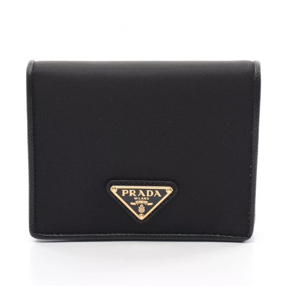 PRADA TESSUTO Bi-fold wallet Purse 1MV2042DMIF0002 Nylon leather Black NEW GHW
